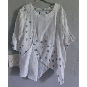 Art Tops Tunic Womens Not Label Size, 22 Inch Of Armp To Armp, Italy,Linen,Pocke